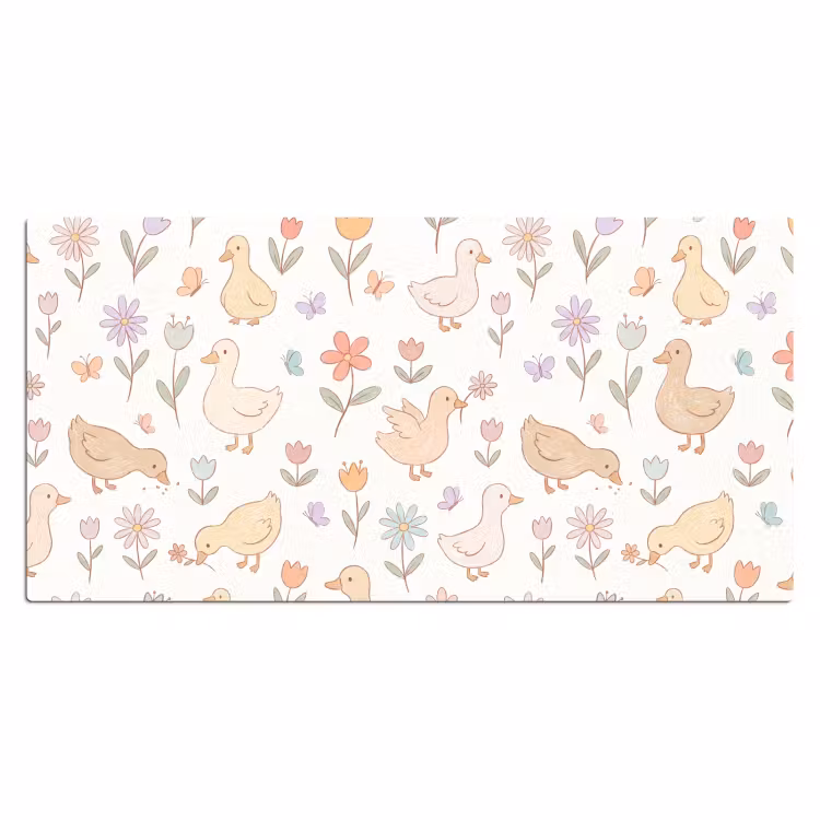 Bureau onderlegger - Vogel - Bloemen - Patroon - Pastel - Dieren — 2