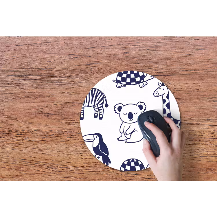 Muismat - Dieren - Patroon - Kinderkamer - Grafisch - Wit-Blauw — 3