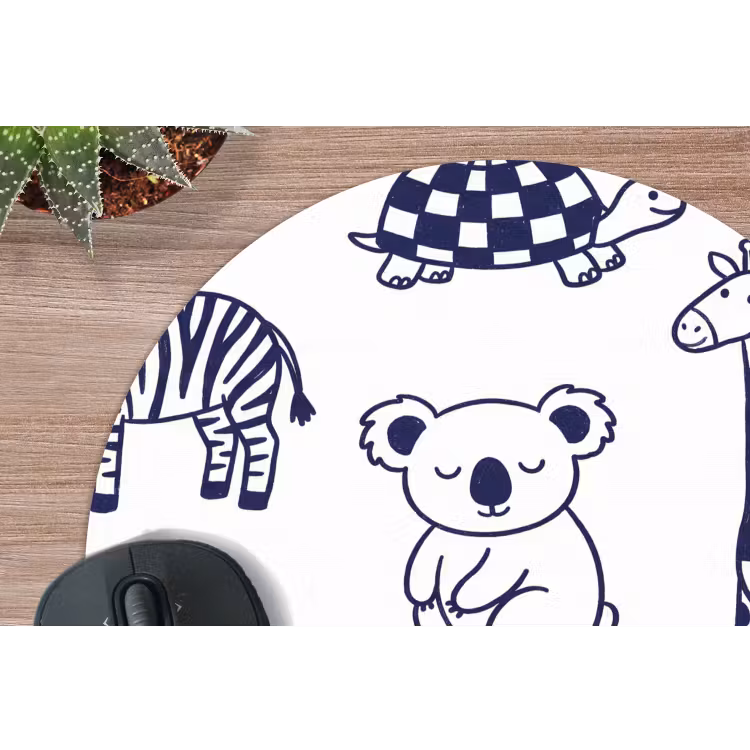 Muismat - Dieren - Patroon - Kinderkamer - Grafisch - Wit-Blauw — 4