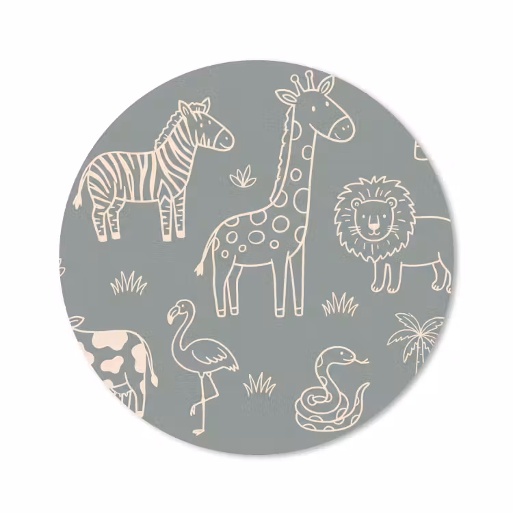 Muismat - Dieren - Safari - Patroon - Illustratie - Groen — 1