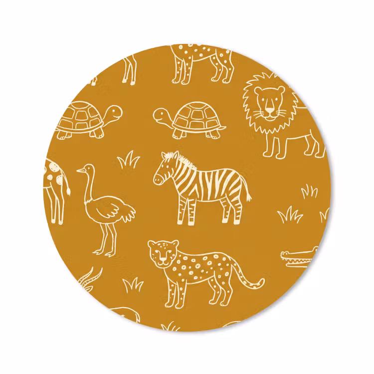 Muismat - Dieren - Safari - Patroon - Kinderlijk - Oker — 1
