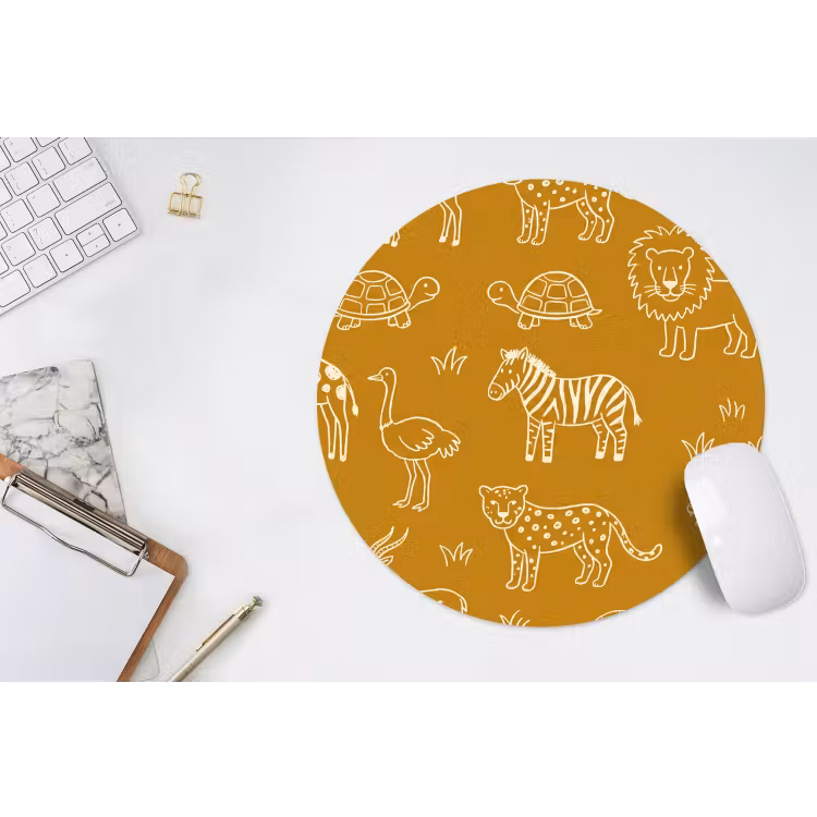 Muismat - Dieren - Safari - Patroon - Kinderlijk - Oker — 2