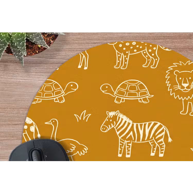 Muismat - Dieren - Safari - Patroon - Kinderlijk - Oker — 4