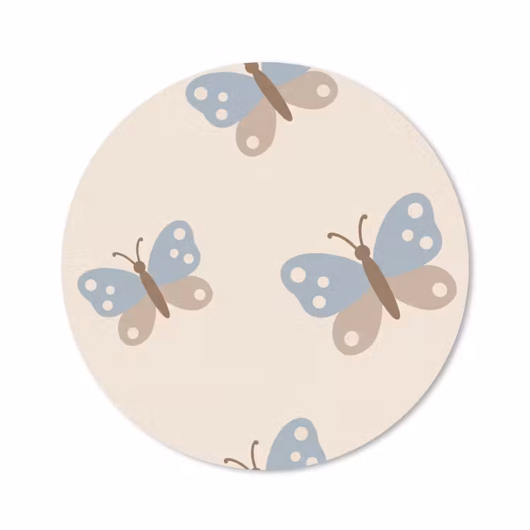 Muismat - Insect - Vlinderpatroon - Abstract - Blauw - Beige — 1