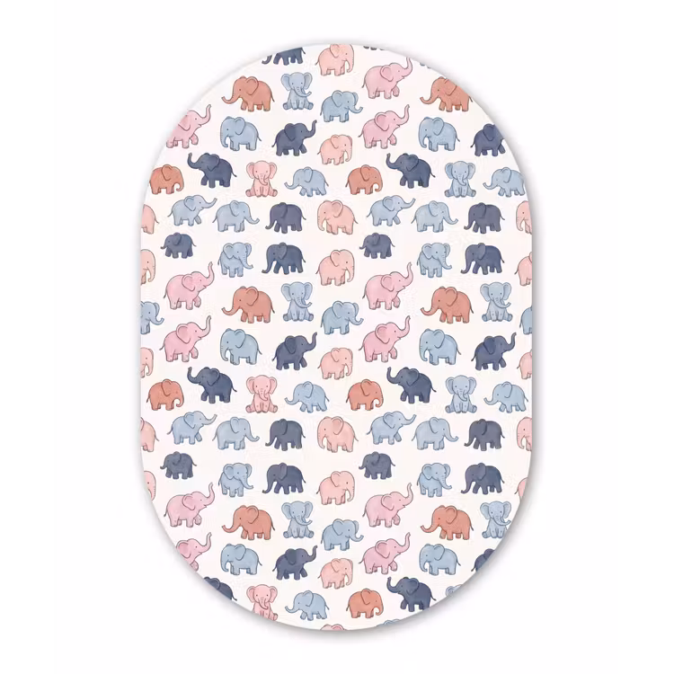 Muurovaal aluminium - Dieren - Patroon - Kinderkamer - Pastel - Speels — 1