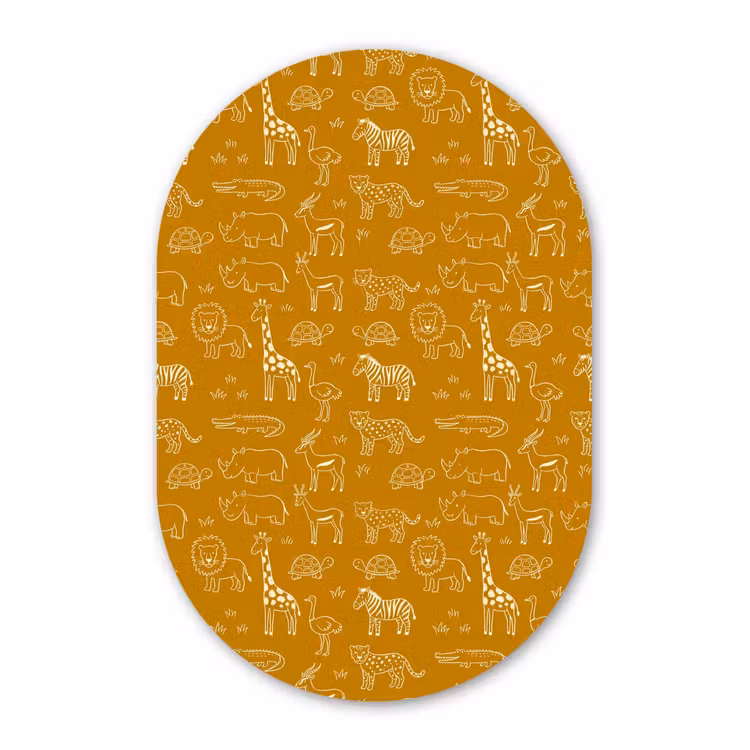 Muurovaal aluminium - Dieren - Safari - Patroon - Kinderlijk - Oker — 1