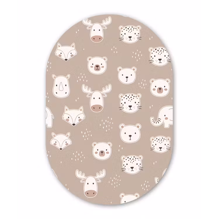 Muurovaal - Kunststof - Dieren - Patroon - Illustratie - Modern - Beige — 3