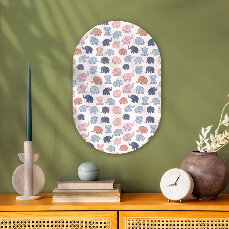 Muurovaal - Kunststof - Dieren - Patroon - Kinderkamer - Pastel - Speels — 1