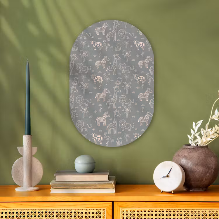 Muurovaal - Kunststof - Dieren - Safari - Patroon - Illustratie - Groen — 2