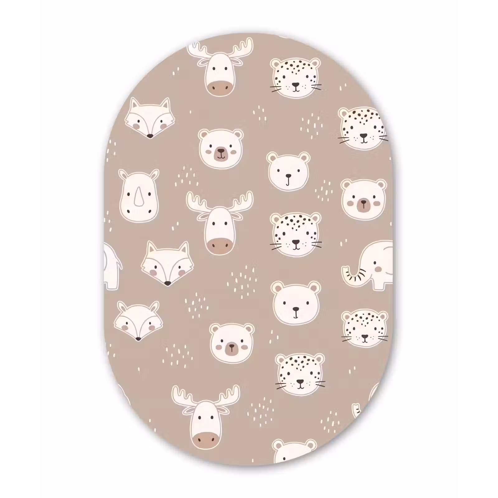Muurovaal - Glas - Dieren - Patroon - Illustratie - Modern - Beige — 1