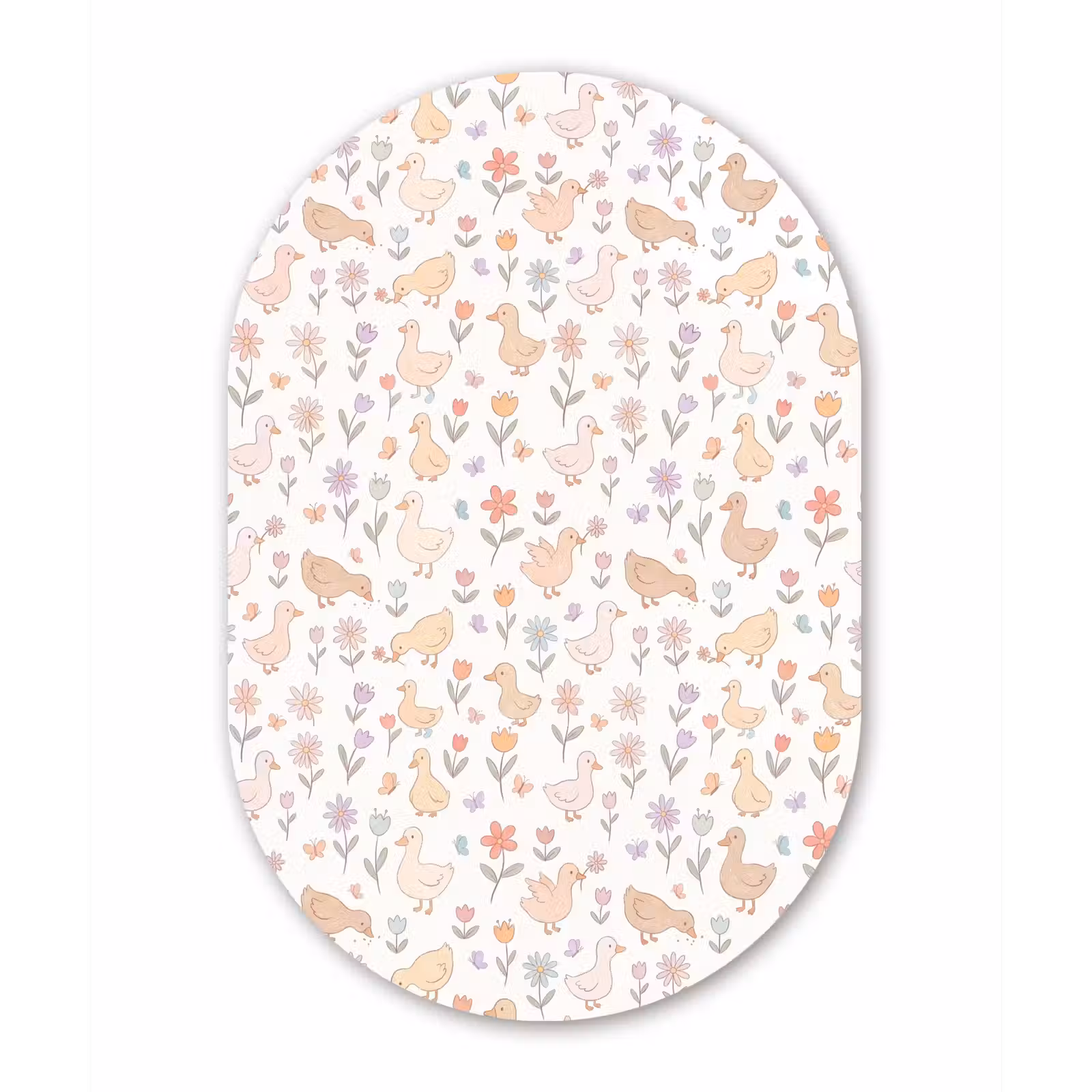 Muurovaal - Glas - Vogel - Bloemen - Patroon - Pastel - Dieren — 1