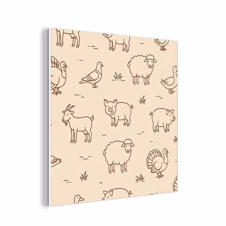 Forex - Dieren - Patroon - Boerderij - Minimalistisch - Beige — 1