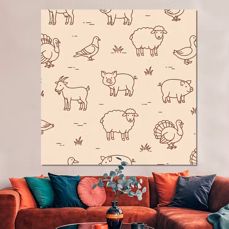 Forex - Dieren - Patroon - Boerderij - Minimalistisch - Beige — 3