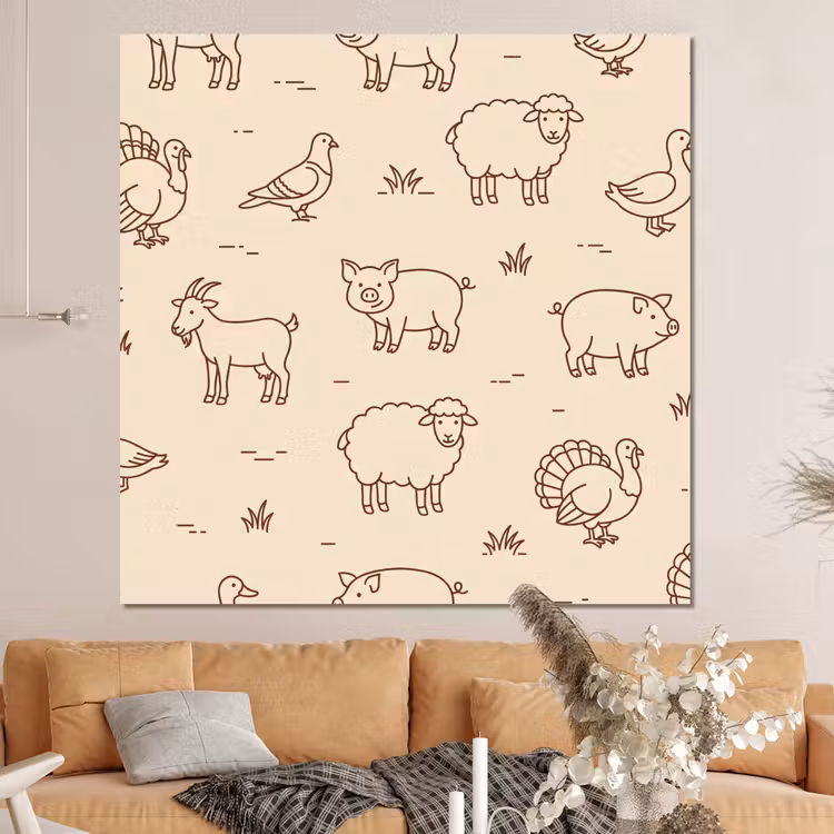 Forex - Dieren - Patroon - Boerderij - Minimalistisch - Beige — 4