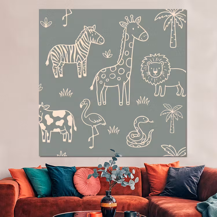 Forex - Dieren - Safari - Patroon - Illustratie - Groen — 3
