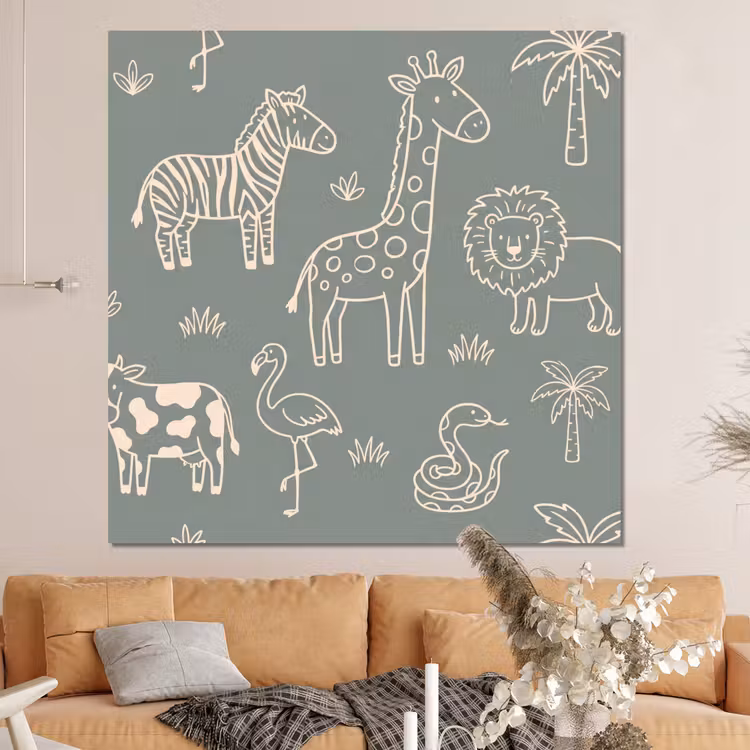 Forex - Dieren - Safari - Patroon - Illustratie - Groen — 4