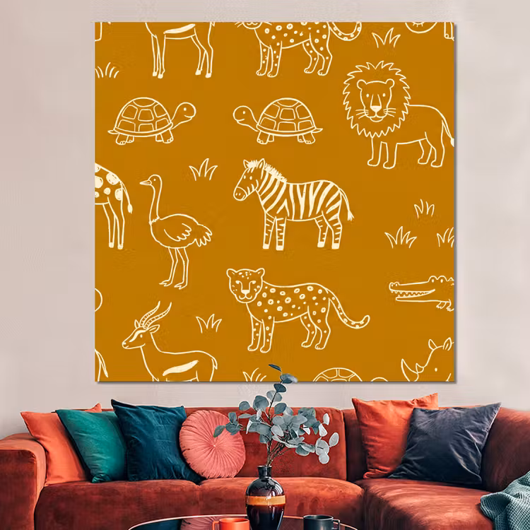 Forex - Dieren - Safari - Patroon - Kinderlijk - Oker — 3