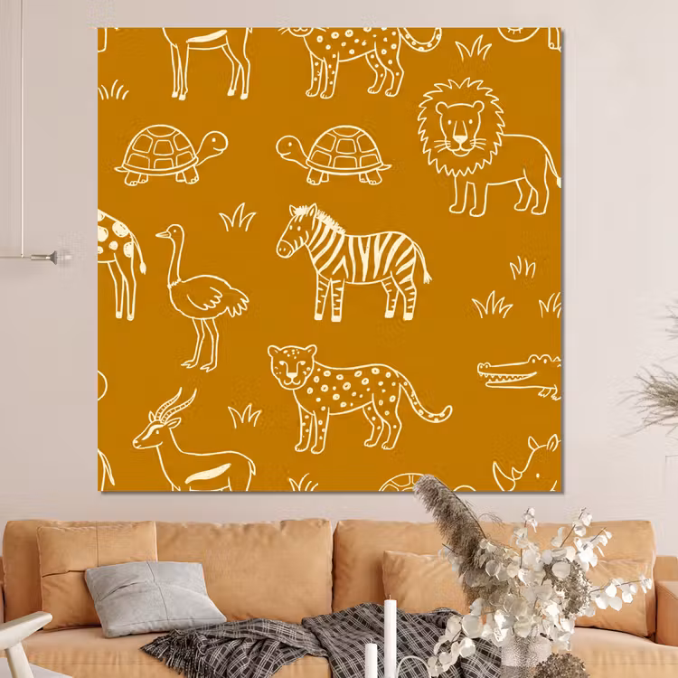 Forex - Dieren - Safari - Patroon - Kinderlijk - Oker — 4