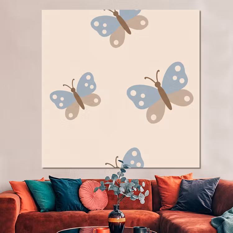 Forex - Insect - Vlinderpatroon - Abstract - Blauw - Beige — 3
