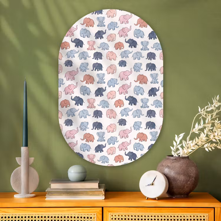 Muurovaal - Glas - Dieren - Patroon - Kinderkamer - Pastel - Speels — 2