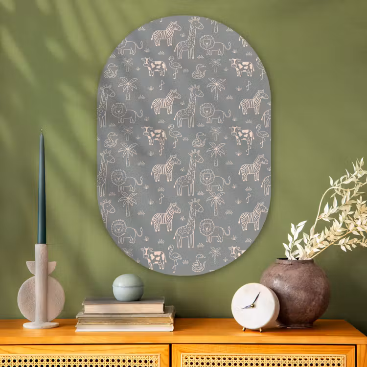Muurovaal - Glas - Dieren - Safari - Patroon - Illustratie - Groen — 2