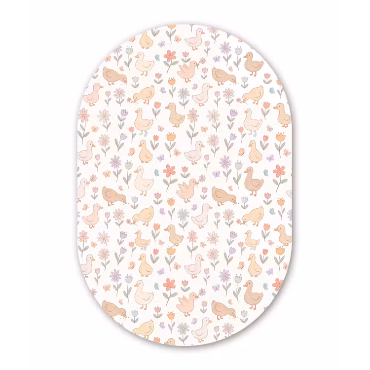 Muurovaal - Glas - Vogel - Bloemen - Patroon - Pastel - Dieren — 1