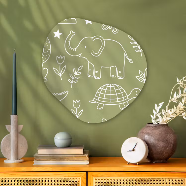 Organisch schilderij - Glas - Dieren - Patroon - Illustratie - Natuur - Groen — 2
