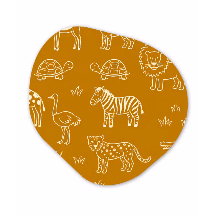 Organisch schilderij - Glas - Dieren - Safari - Patroon - Kinderlijk - Oker — 1