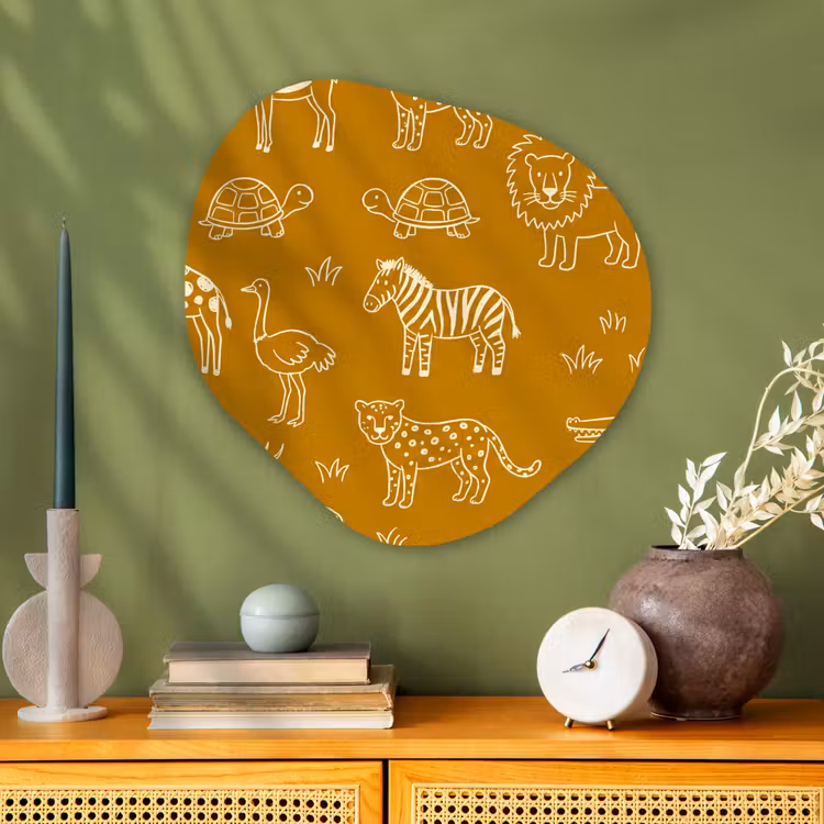 Organisch schilderij - Glas - Dieren - Safari - Patroon - Kinderlijk - Oker — 2