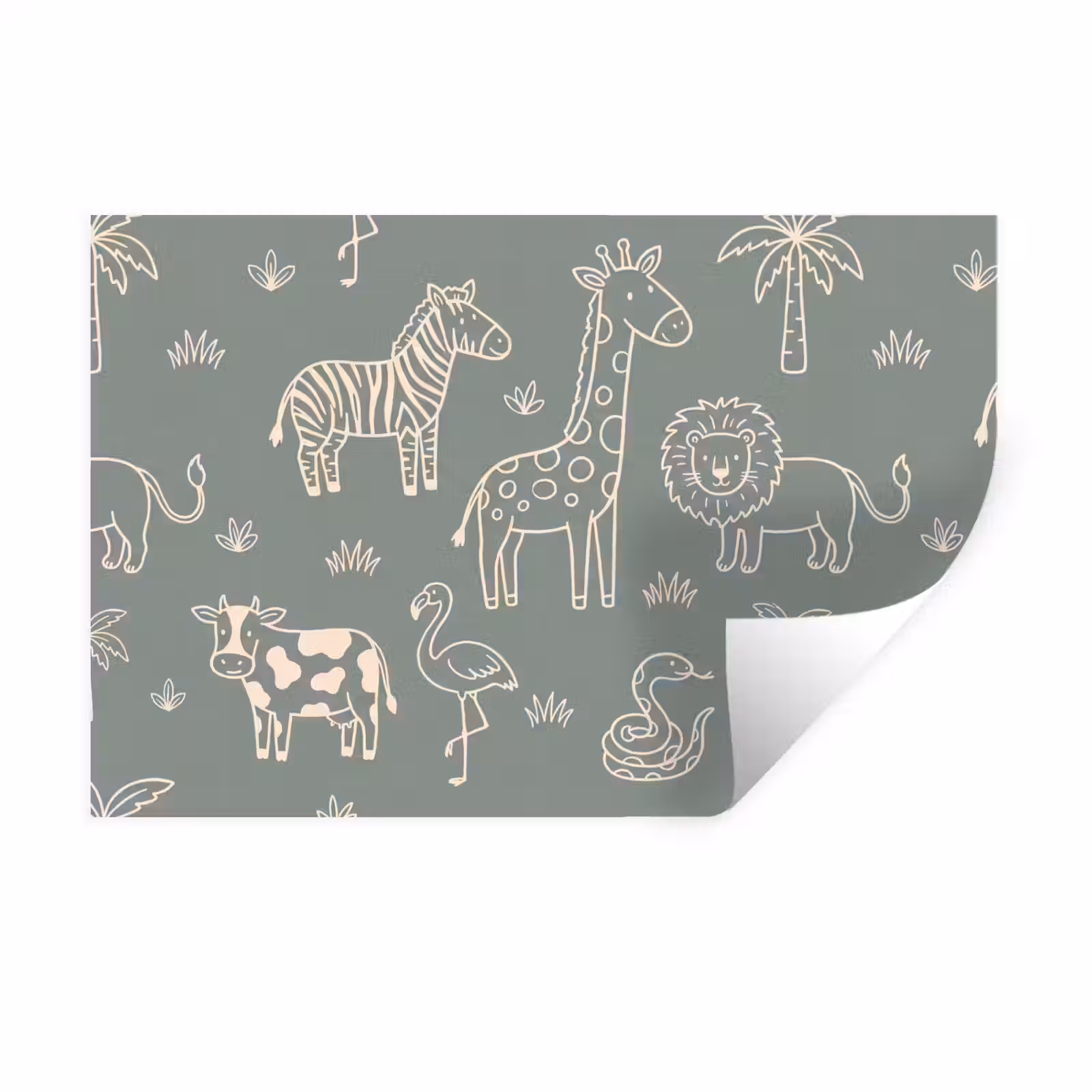 Muursticker - Dieren - Safari - Patroon - Illustratie - Groen — 1