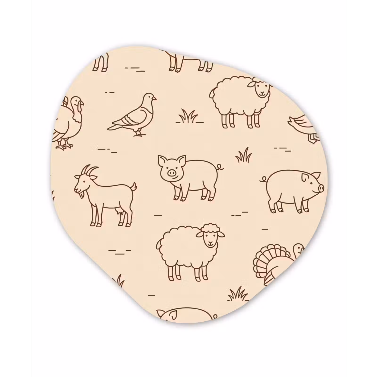 Organische schilderij - Aluminium - Dieren - Patroon - Boerderij - Minimalistisch - Beige — 1