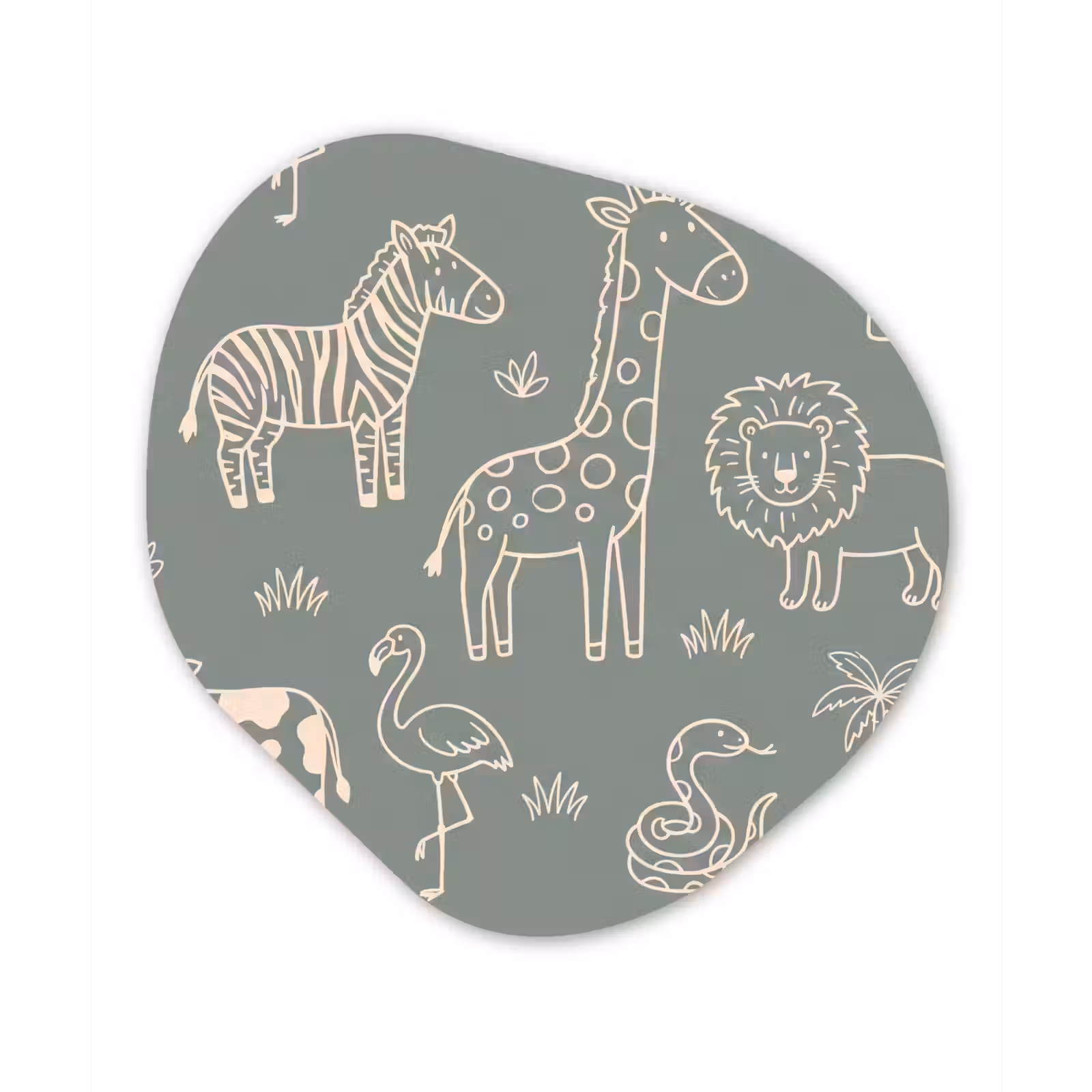 Organische schilderij - Aluminium - Dieren - Safari - Patroon - Illustratie - Groen — 1