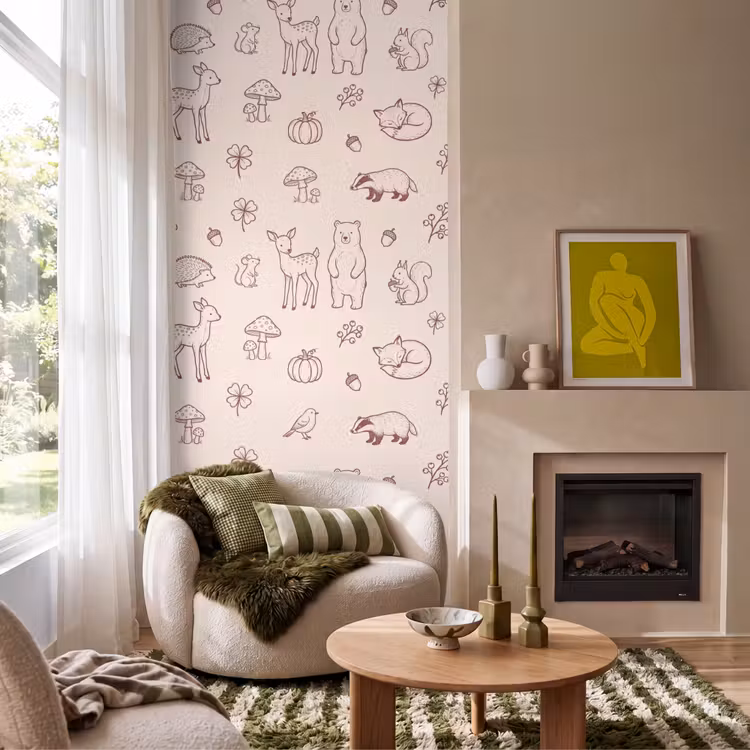 Behang - Dieren - Bos - Natuur - Schets - Patroon — 1
