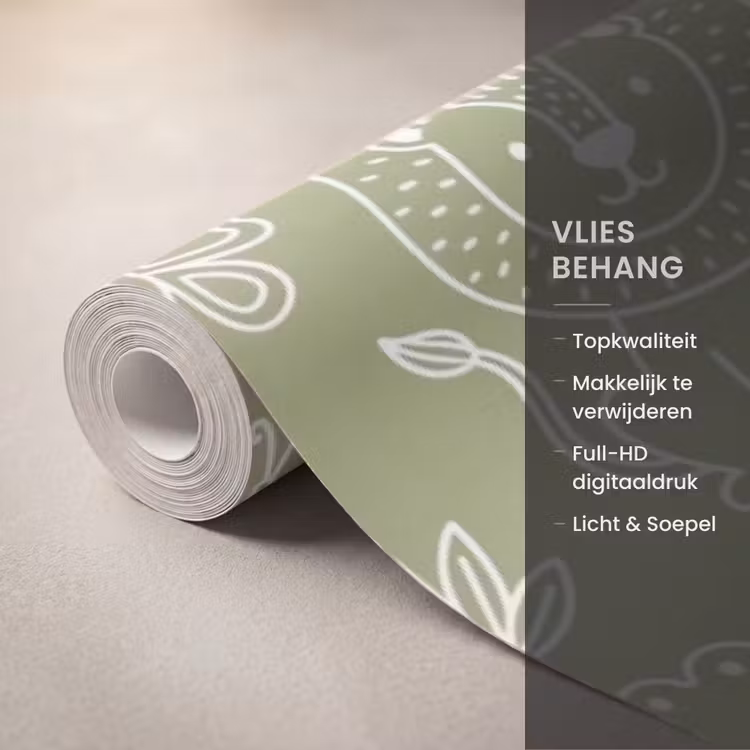 Behang - Dieren - Patroon - Illustratie - Natuur - Groen — 3