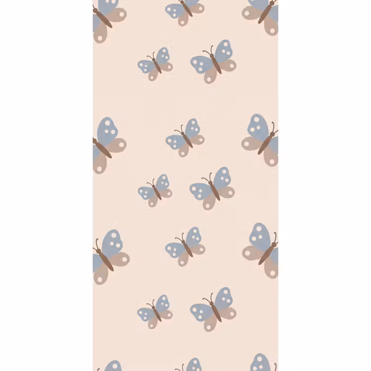 Behang - Insect - Vlinderpatroon - Abstract - Blauw - Beige — 2