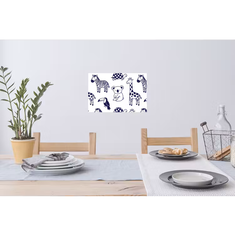 Muursticker - Dieren - Patroon - Kinderkamer - Grafisch - Wit-Blauw — 3