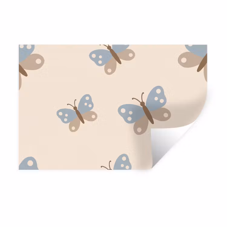 Muursticker - Insect - Vlinderpatroon - Abstract - Blauw - Beige — 1