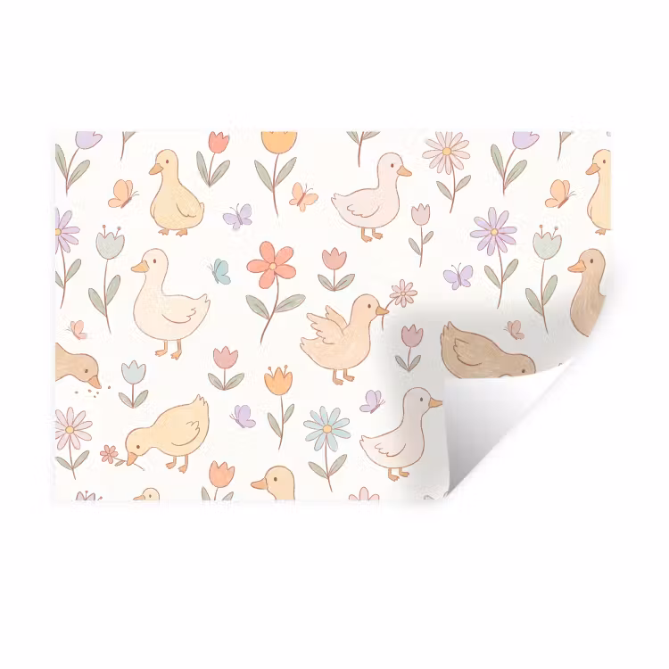 Muursticker - Vogel - Bloemen - Patroon - Pastel - Dieren — 1