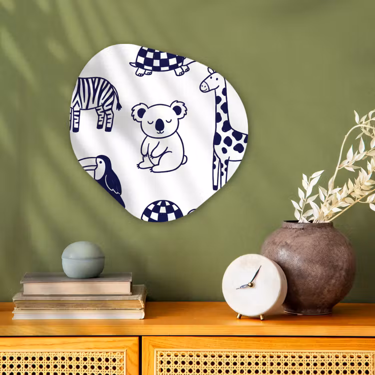 Organisch schilderij - Forex - Dieren - Patroon - Kinderkamer - Grafisch - Wit-Blauw — 2