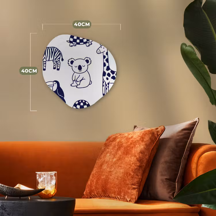 Organisch schilderij - Forex - Dieren - Patroon - Kinderkamer - Grafisch - Wit-Blauw — 4