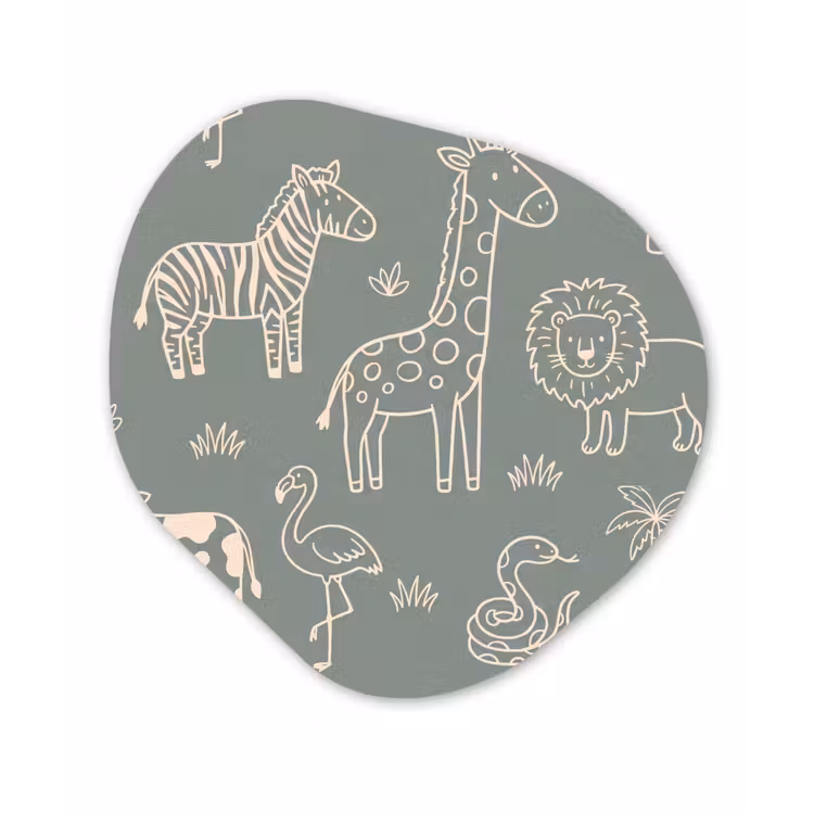 Organisch schilderij - Forex - Dieren - Safari - Patroon - Illustratie - Groen — 1