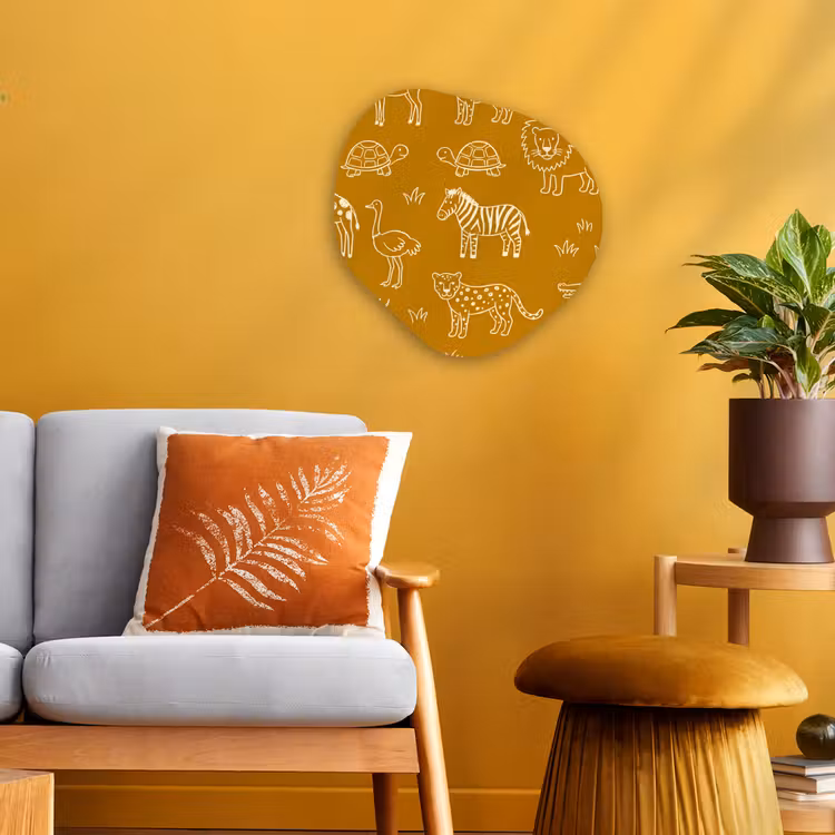 Organisch schilderij - Forex - Dieren - Safari - Patroon - Kinderlijk - Oker — 3