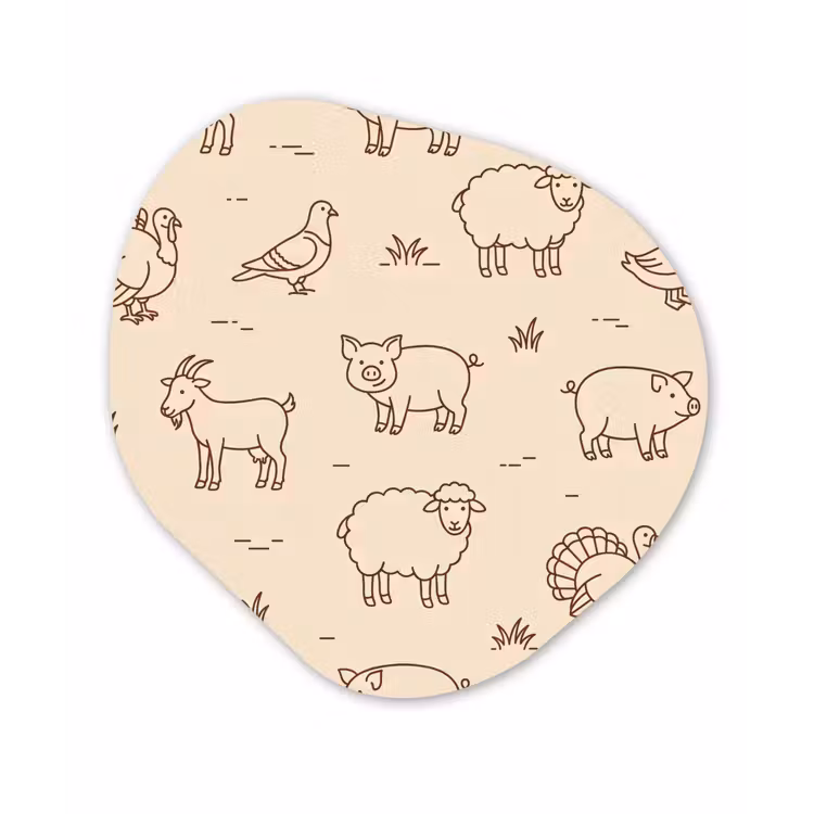 Organische schilderij - Aluminium - Dieren - Patroon - Boerderij - Minimalistisch - Beige — 1