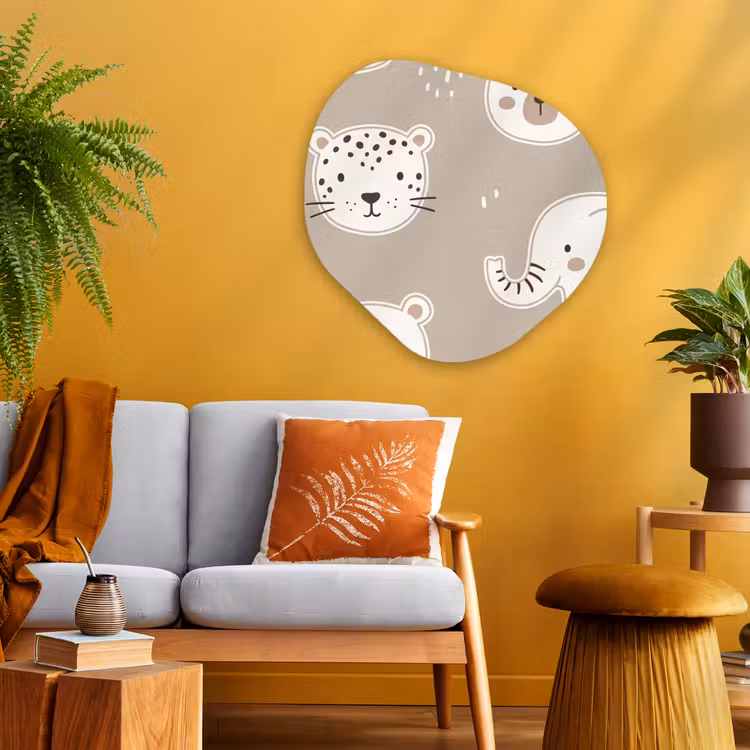 Organische schilderij - Aluminium - Dieren - Patroon - Illustratie - Modern - Beige — 3