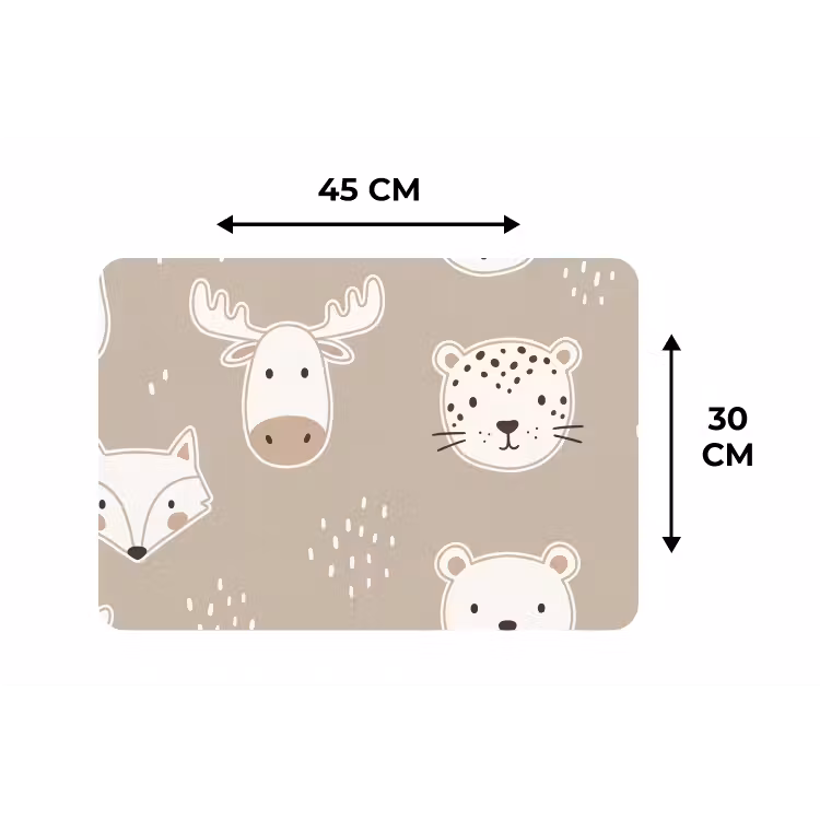 Placemat - 6 stuks - Dieren - Patroon - Illustratie - Modern - Beige — 3