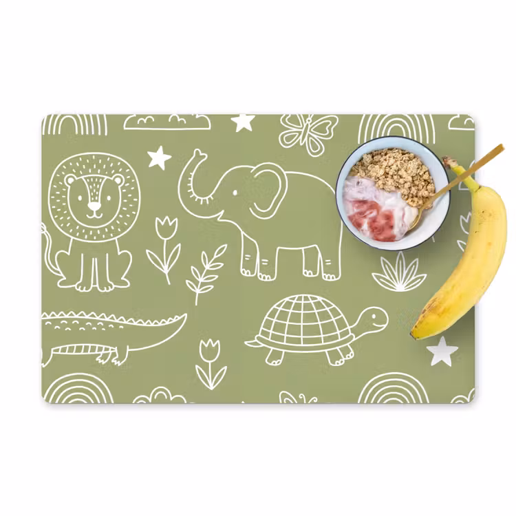 Placemat - 6 stuks - Dieren - Patroon - Illustratie - Natuur - Groen — 1