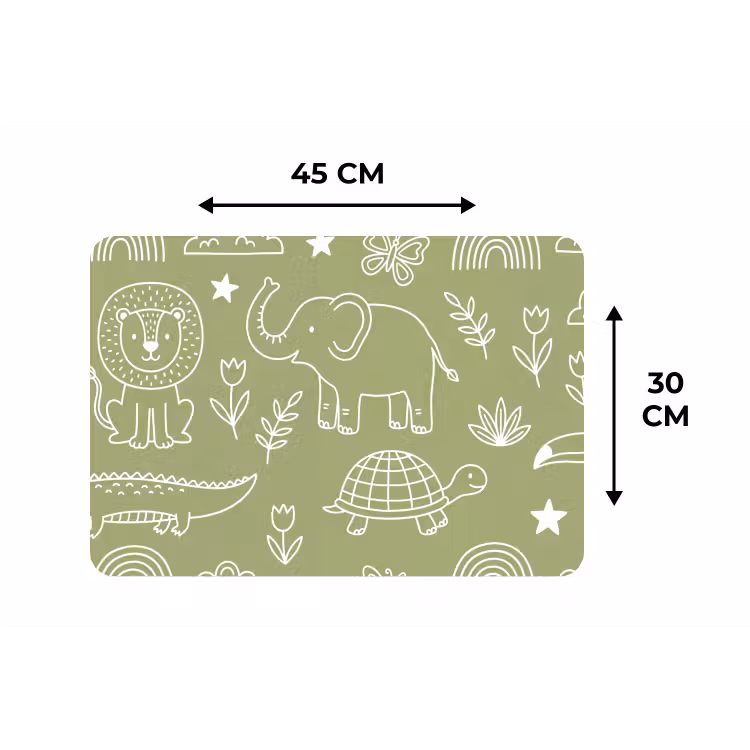 Placemat - 6 stuks - Dieren - Patroon - Illustratie - Natuur - Groen — 3