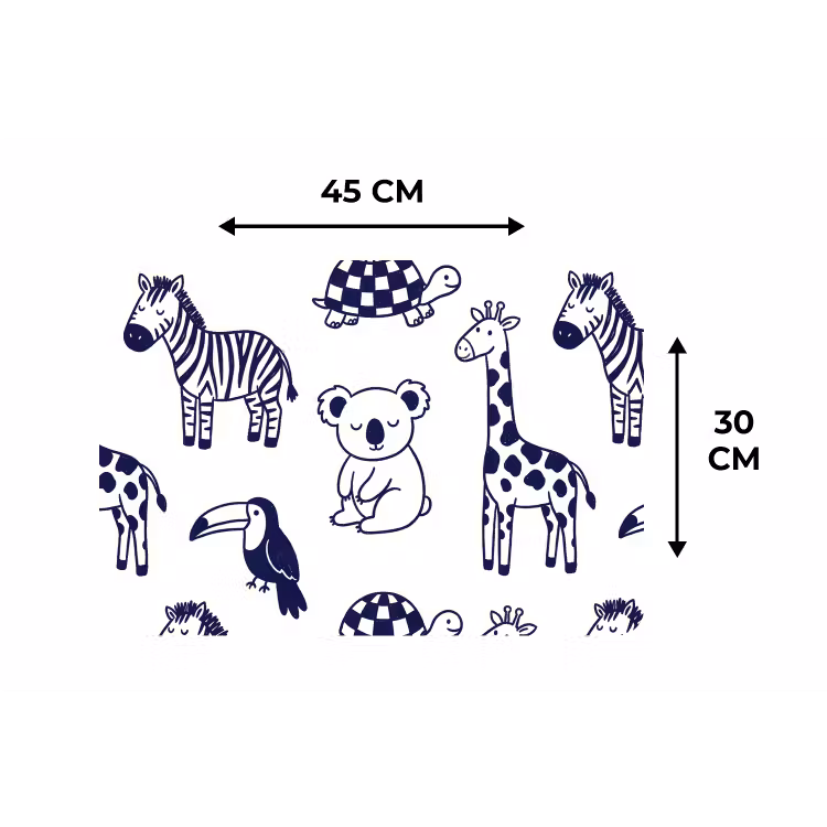 Placemat - 6 stuks - Dieren - Patroon - Kinderkamer - Grafisch - Wit-Blauw — 3