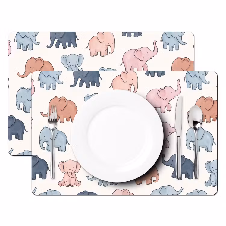 Placemat - 6 stuks - Dieren - Patroon - Kinderkamer - Pastel - Speels — 2