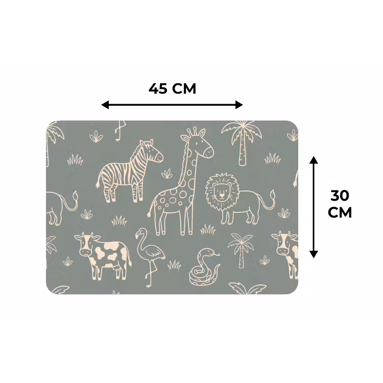 Placemat - 6 stuks - Dieren - Safari - Patroon - Illustratie - Groen — 3